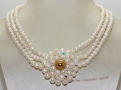 mpn393 5-6mm white potato pearls multi strand necklace