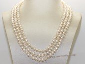 mpn398  Cultured Freshwater  Potato Pearl Necklace In Three Rows