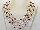 Mpn399 Stylish four strand freshwater twins pearl and potato pearl necklace