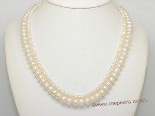 mpn409  Cultured Freshwater  Button Pearl Necklace In Two Rows