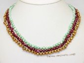 mpn410 Designer Hand knotted Mix Color Cultured Pearl Layer Necklace