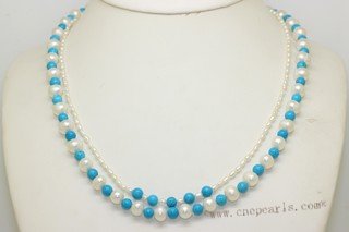 mpn413 Designer Hand knotted White Cultured Pearl Double Strand Necklace
