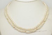 mpn415  Two strands white color  potato shape pearl necklace