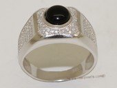 mrj003 Sterling Silver Black Zircon Men's Ring Masculine Jewelry