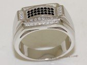 mrj006 Black and White Cubic Zirconia Sterling Silver Men's  Ring