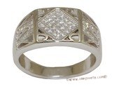 mrj007 Clear  Cubic Zirconia Sterling Silver Men's Ring