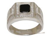 mrj008 Sterling Silver Men's Ring  Black Zircon Masculine Jewelry