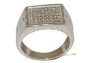 mrj010 Elegant Sterling Silver Men's Ring Cubic Zirconia  Paved