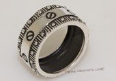 mrj012 Sterling Silver   Black Enamel Band Men's Ring