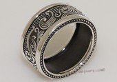 mrj013 Sterling Silver Black Enamel Band Men's Ring