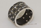 mrj014 Sterling Silver Black Enamel Designs Men's Ring