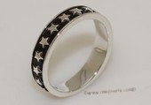 mrj015 Sterling Silver Black Enamel Designs Men's Ring