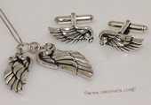 mtj019 Sterling Silver Angel Bird Wing Pendant &Cufflinks Jewelry Set