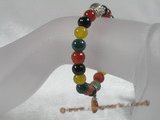 pb030 wholesale Natural muti-color Agate Power Beads Elastic Bracelet