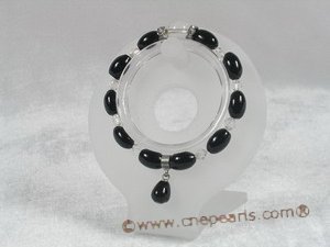 pb032 wholesale 8*12mm oval india agate &crystal Elastic Power bracelet