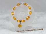 pb037 8*12mm oval yellow cat eyes& crystal Elastic Power bracelet for wholesale