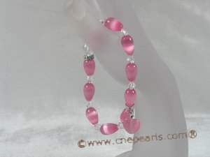 pb038 8*12mm tear-drop pink cat eyes Elastic Power bracelet for wholesale