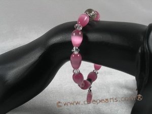 pb038 8*12mm tear-drop pink cat eyes Elastic Power bracelet for wholesale