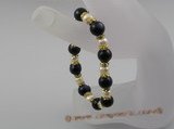 pbr011 white 6-7mm potato shape pearls bracelets with 10mm blue sand stone beads