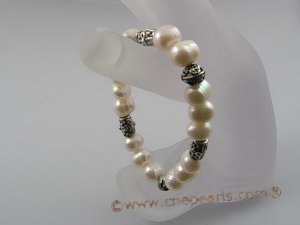 pbr020 extraordinary 8-9mm white potato pearls stretchy bracelets
