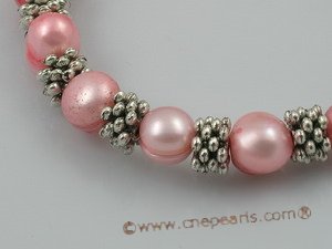 pbr021 extraordinary 8-9mm peachblow potato pearls stretch bracelets