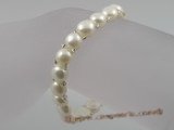 pbr027 hand knitted one rows cultured Freshwater Pearl stretch bracelet wholesale