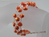 pbr031 6-7mm orange smooth on both side cultured pearls bracelets