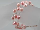 pbr034 6-7mm pink smooth on both side cultured pearls bracelets
