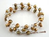 pbr035 6-7mm coffee  on both side cultured pearls bracelets