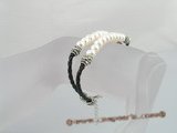 pbr038 Braided rubber cord Double Strand 7-8mm button Pearl Bracelet