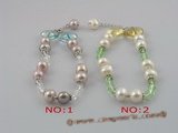 pbr041 potato shape fresh water pearl  bracelets with crystal beads