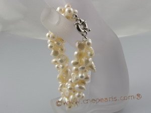 pbr042 white bilster pearl mix side dirlled pearl tiwsted bracelets