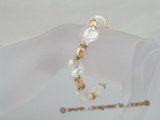 pbr054 6-7mm pink rice shape cultured Pearl with lampwork beads stretch bracelet