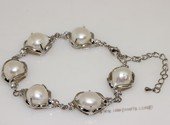 pbr114 10*12mm white baroque pearl bracelet