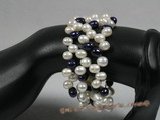 pbr137 6-7mm white and dark purple side-dirlled pearl beach bracelet