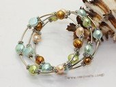 pbr143 9-10mm multi colour double shiny pearl bracelets wholesale