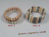 pbr147 hand knitted Three-Strands multi-color stretch pearl bracelet