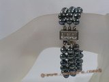 pbr151 Triple Strand black potato pearl bracelet in wholesale