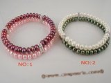 pbr170 Double string freshwater button pearl Stretch Bracelet in wholesale