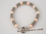 pbr198 extraordinary 8-9mm pink cultured potato pearls bracelet in wholesale