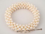 pbr201 Elegance 4-5mm white cultured pearl flexible bracelet in wholesale