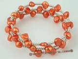 pbr205 6-7mm orange smooth on both side cultured pearls bracelets