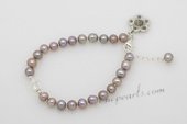 pbr209 purple freshwater pearl and Austria crystal Adjustable Bracelet in wholesale