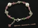 pbr210 Gradual faceted austria crystal and shell pearl adjustable bracelet on sale