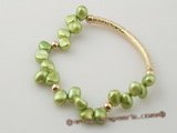 pbr238 wholesale 7-8mm green nugget pear and gold plated pipe elastic bracelet