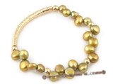 pbr273 7-8mm champagne nugget pear elastic bracelet with gold plated pipe