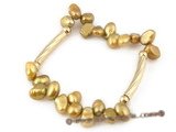 Fashion Gold plated 7-8mm champagne nugget pear elastic bracelet 