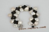 pbr313 Handcraft 12mm coin pearl and smoking quartz bracelet