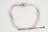 pbr355 4-5mm freshwater pearl bracelet of mix color potato pearls