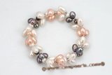 pbr361 Stretchy Freshwater Firecracker Pearl Bracelet 7.5 inch length